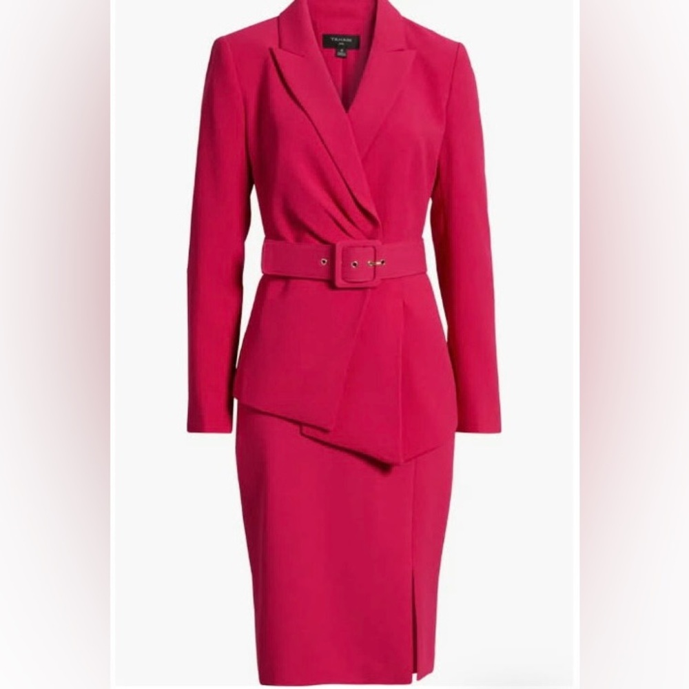 Tahari ASL Women's Asymmetrical Belted Jacket & Pencil Skirt Suit Set